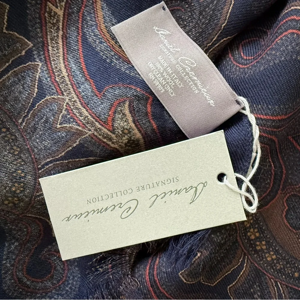 NEW Daniel Cremieux Signature Collection Paisley Print Wool Scarf Italy